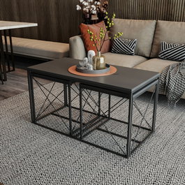 Hanah Home Defne - Juego de mesas de centro Antracita y Negro